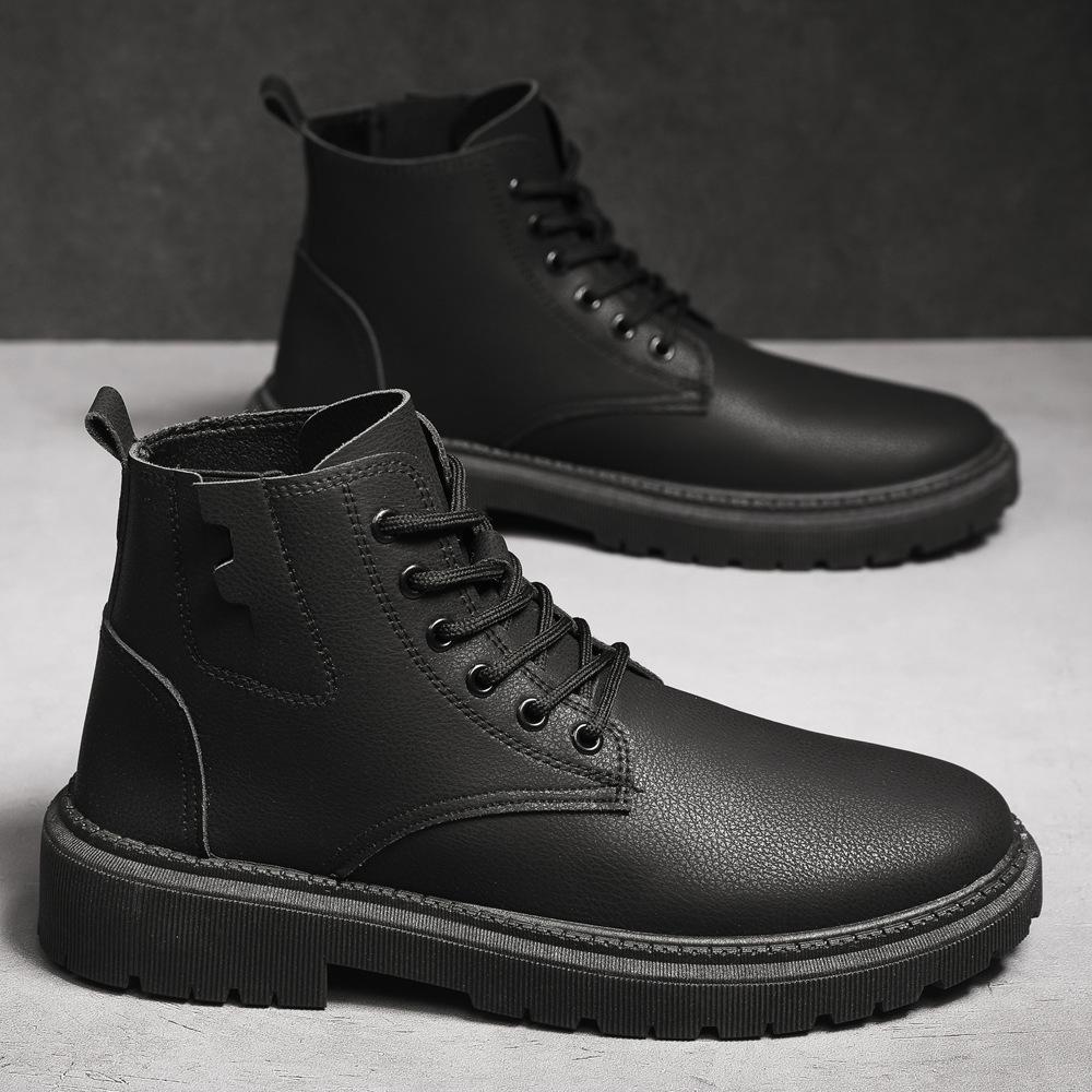 Britische Retro Martin Stiefel Herren Herbst und Winter Plateau Herrenschuhe High-Top Lederschuhe rutschfeste lässige Lederstiefel