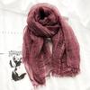 New Literary Hollow Linen Scarf for Women Solid Color Thin Retro Dirty Dyed Modal Scarf