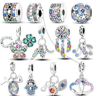 Copper Colorful Zirconium Charms Beads Bohemian Dreamcatcher Heart Pendants Fit Fash Bracelet Necklace Jewelry