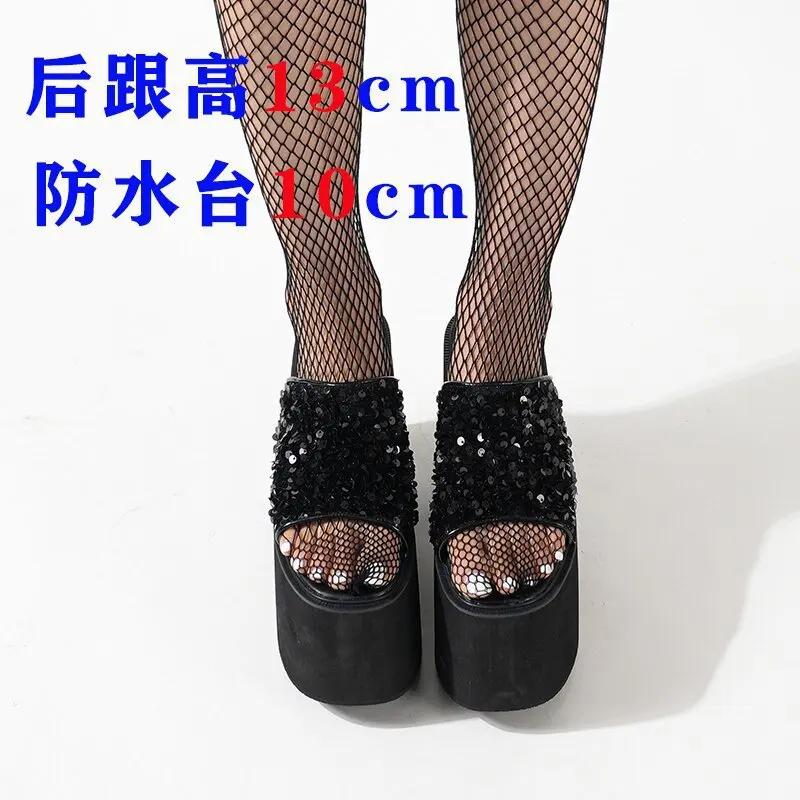 2024 Summer New Thick Heel Slippers Fashion High Heels Thick Sole Women's Slippers Women Shoes Pantuflas De Mujer