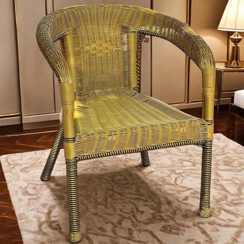 Breathable High Back Rattan Chair for Outdoor & Indoor Use - Waterproof, Sun Protection, Ideal for Balcony or Teahouse