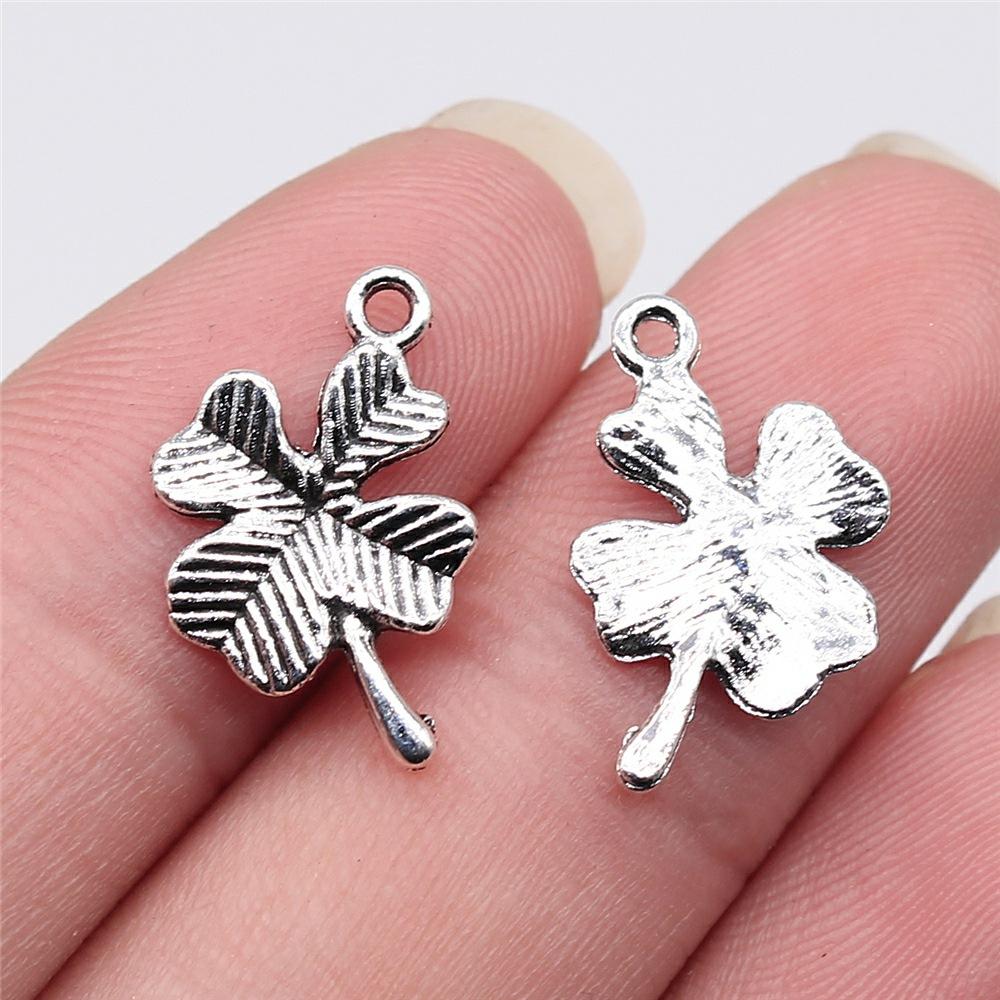 20pcs Clover Pendant Charms Antique Silver Color Lucky Clover Charms Jewelry DIY Clover Lucky Charms For Bracelet Making