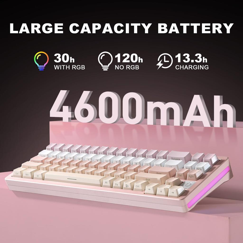 YUNZII AL71 Gaming Full Aluminum Mechanical NKRO Wireless RGB for Technical Standards Compliance Certified Mute 68% Keyboard, CNC, Hot-Swap, Wireless,