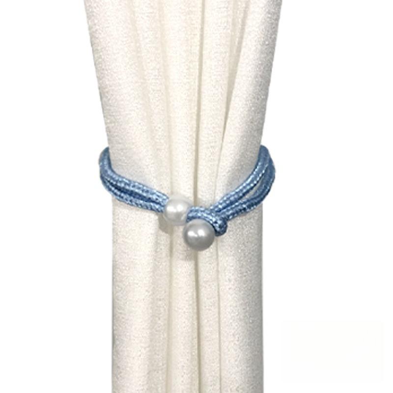 Elegant Fabric Curtain Holders with Pearl Accents