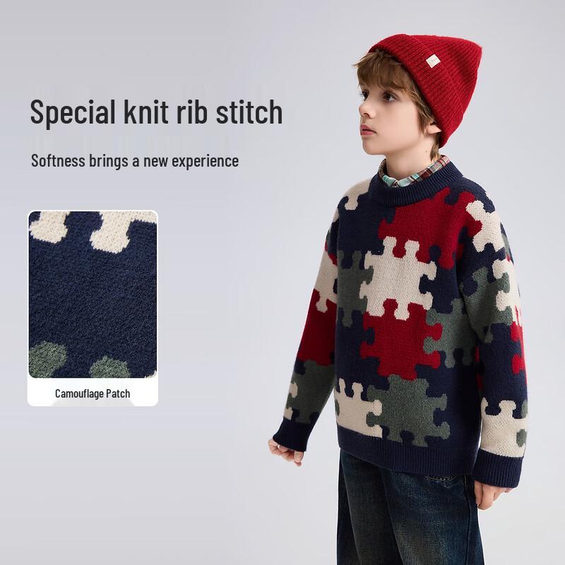 ASK JUNIOR Boys  Color-Block Round Neck Sweater 170