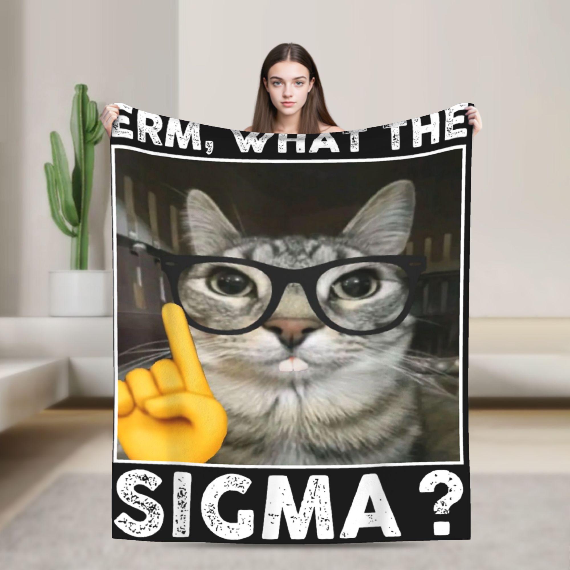 Erm What the Sigma Cat Meme Funny Cat With Sunglasses Flannel Blankets Super Soft Throw Blanket for Bedspread Sofa Bed Cover 75x90cm