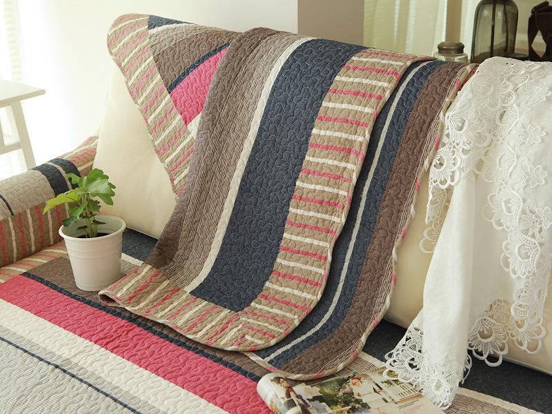 Fabric Sofa Cushion with Double-sided Pure Cotton Stripes, Fashionable and Modern Solid Wood Sofa Cushion Towel, Suitable for All Seasons