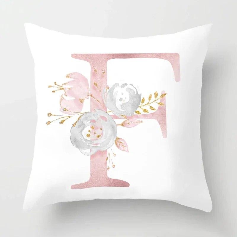 45x45cm Pink Rose 26 Letters Pillowcase Wedding Party Decoration Sofa Car Creative Ornament Couple Home Cushion Cover