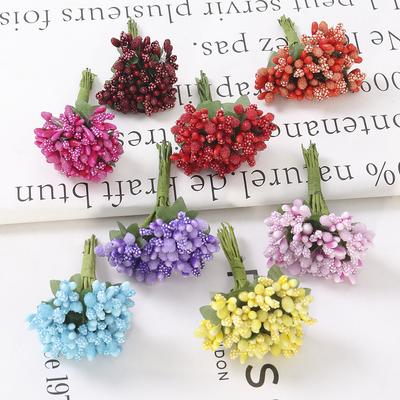 72Pcs Cherry Artificial Flower Heads Home Room Decoration Christmas Bouquet New Year 2025 Party Craft Flower Wreath Gift Accesso