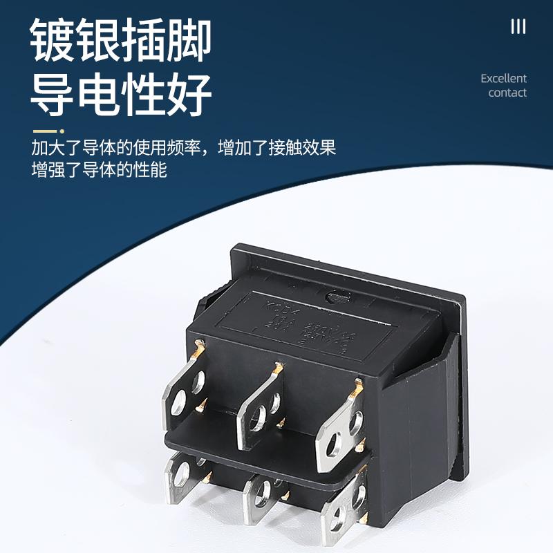 1PCS Self Reset Rocker Switch Momentary KCD4 Power Switch ON-OFF-ON Reset 3 Position 6 Pins 16A 250VAC/ 20A 125VAC Pushbutton Switches 3