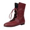 Chic Design Boots For Women Vintage Short Boots Lace Up Cosplay Medieval Faux Leather Gothic Shoes For Lady Botas Invierno Mujer