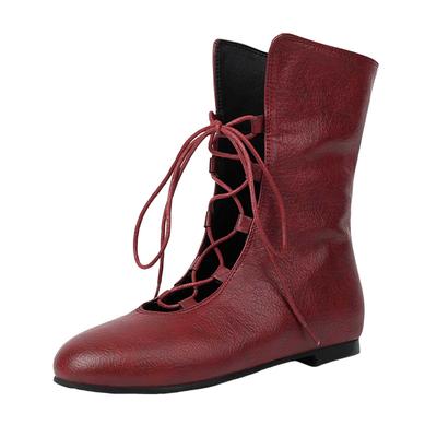 Schicke Designstiefel für Damen Vintage Kurzstiefel Schnürung Cosplay Mittelalter Kunstleder Gothic Schuhe für Damen Botas Invierno Mujer