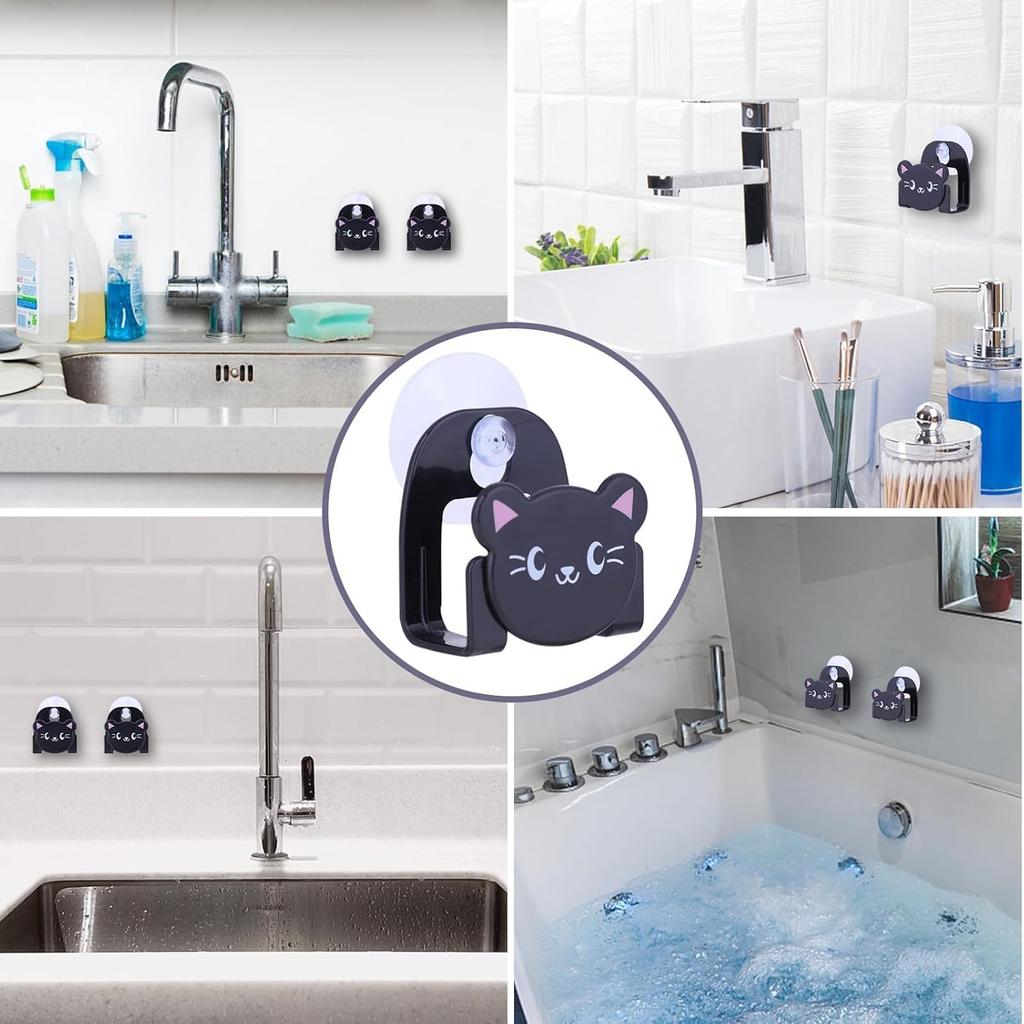 Küchenschwammhalter, 2 Stück Niedliche Katzenform Wasserhahn-Schwammhalter Ohne Bohren Saugnapf Organizer Korb für Schwämme Seifen Bürsten