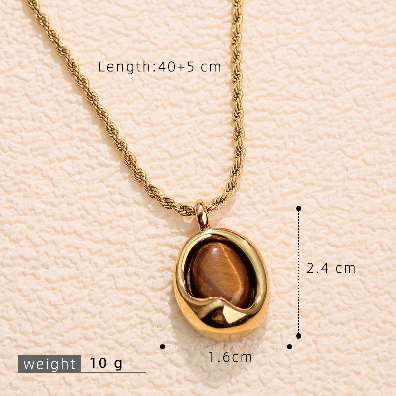 Maillard Style 18k Gold Irregular Tiger's Eye Pendant Necklace