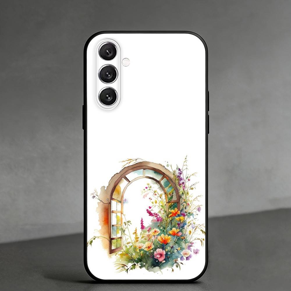 

W-Watercolor flowers by the window Phone Case For Samsung Galaxy A91,80,73,72 ,71,53,52,32 ,31,22,21s,20,Soft Black Case Samsung a71 5g