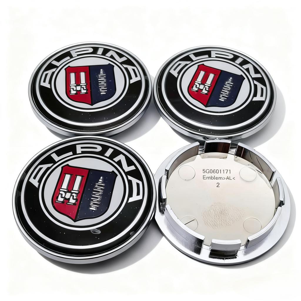 4pcs Alpina Logo Emblem Badge Car Wheel Center Caps 65MM Clips 56MM Wheels Hub Cap Rim Hubcap Dust Cover Replace Car Accessories