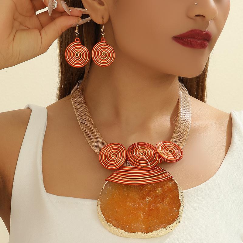 African Colorful Crystal Rhinestone Jewelry Necklace Earrings Set for Women Party Wedding Dress