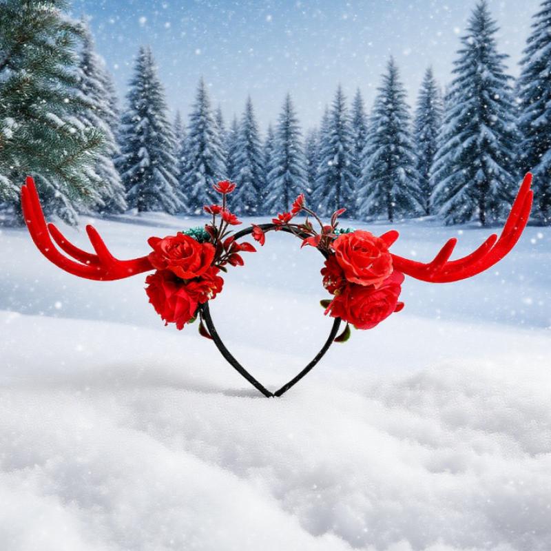 1PC 2025 Christmas Headwear ,Halloween,Christmas Red, Big Antlers Headband, Creative Decorations