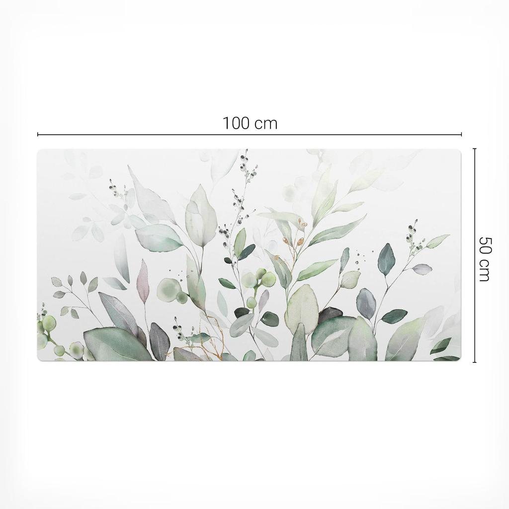 Vinyl Desk Mat with Stylish Print Pastel Leaves 100X50 Cm