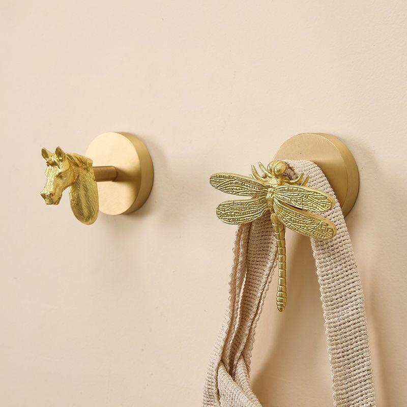 Leaf Ginkgo Brass Angel Bird Dragonfly Wall Hook With Adhesive For Door Decor