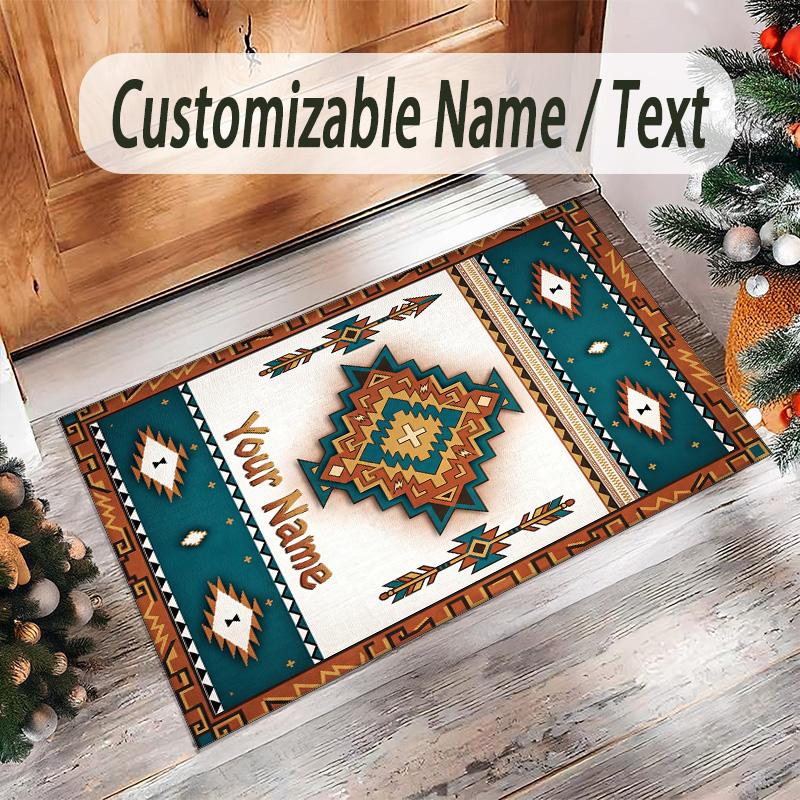 American Patriotic Theme Crystal Velvet Rug Personalized Custom Name Text Soft Floor Mat Home Decor