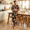 Men's Halloween Print Pajama Set Loose Fit Casual Fashion Sleepwear for Nighttime