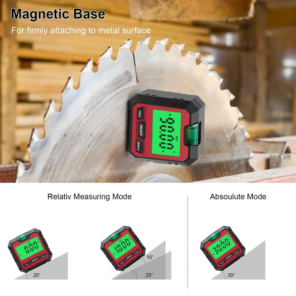 Magnetic Digital Level Box 360 Degree Angle Finder Protractor Inclinometer Goniometer 4x 90 Degree for Precision Measurement