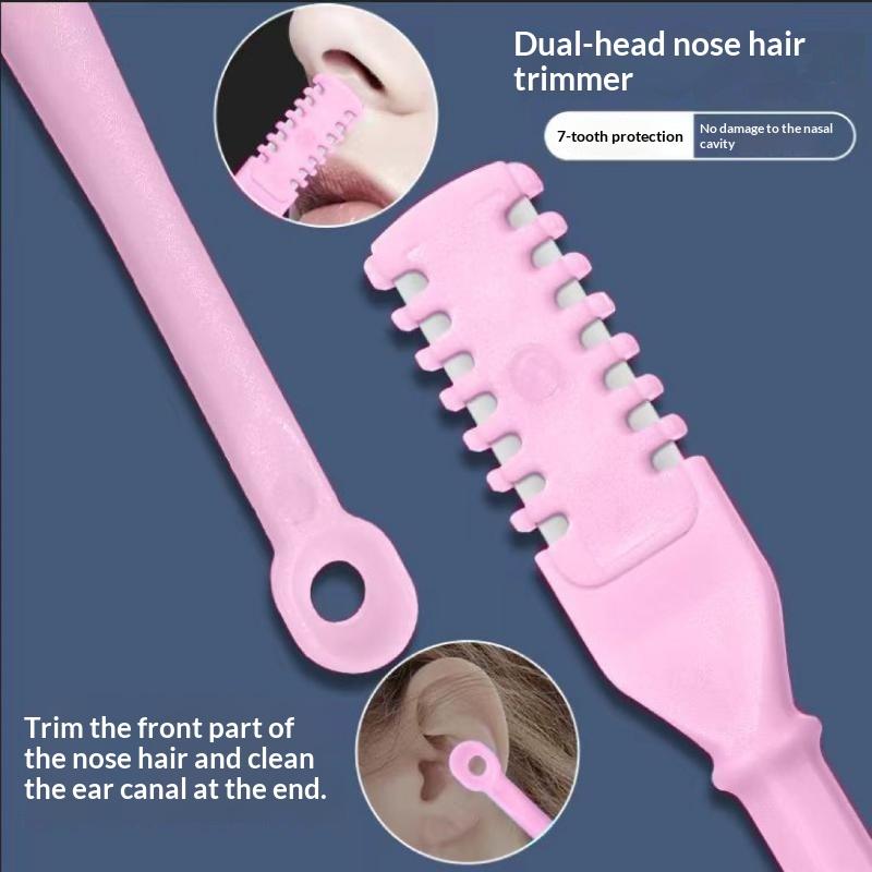 2-in-1 Nasal Hair Cutter 4Pcs Manual Nose Hair Trimmer Washable Nostril Hair Removal Grooming Tool for Daily Travel Use