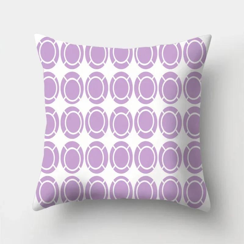 Purple Geometric Pattern Decorative Cushion Cover 45X45Cm Pillow Case For Sofa Home Decor Living Room Pillowcase
