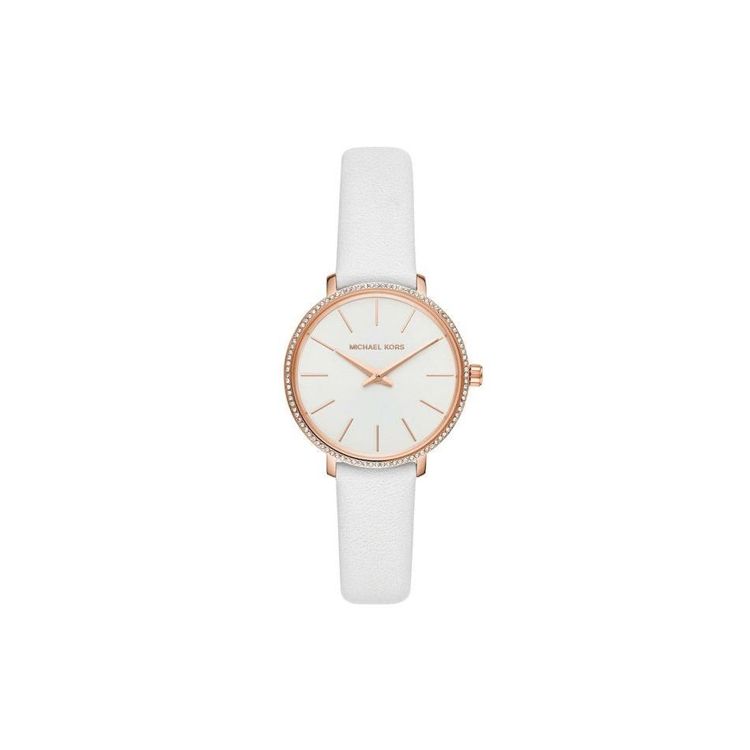 Michael Kors Quartz Watch Leather Strap 32Mm White Dial 50M Water Resistant Women watches MK2802 White Dial