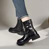 Medium Boots Women's Autumn and Winter Simple Handsome Personality Martin Boots Flat Cowhide Straight Boots Women's Leather Boots