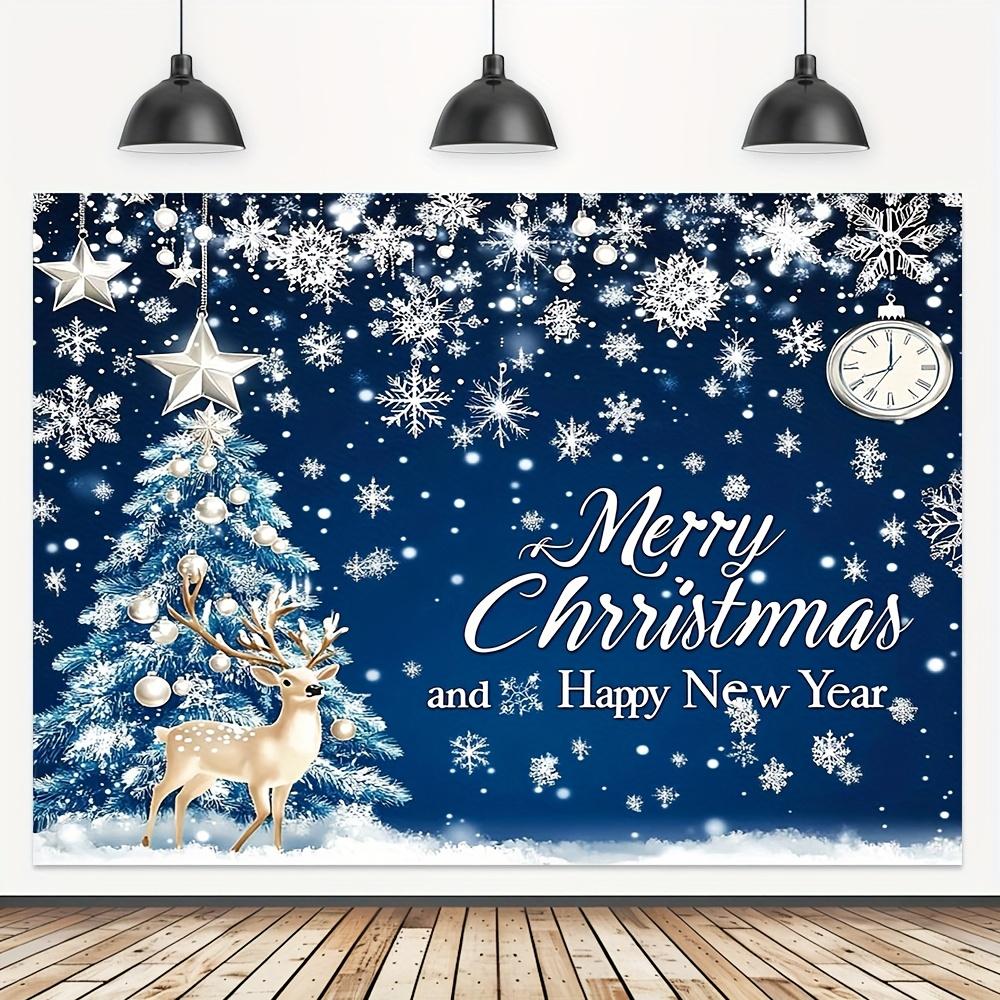 1 piece, Winter Christmas Scene Background - Merry Christmas and Happy New Year banners