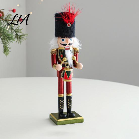 Collectible Nutcracker Doll Wooden Soldier Figurine, Handcrafted Solid Wood Christmas Tabletop Ornament Fairy Tale Figurine for Holiday Desk