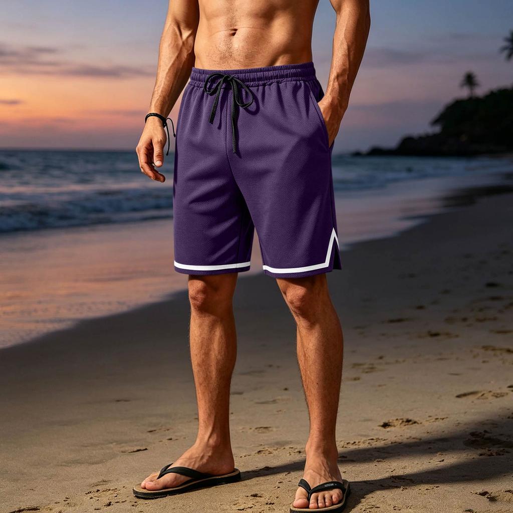 Men's Breathable Mesh Athletic Shorts Lightweight Casual Sportswear with Elastic Waistband and Drawstring for Outdoor Activities and Gym