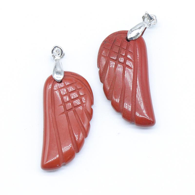 

Natural Stone Pendants for Necklace Angels Wing Women Men Jewelry Gift Wing Shape Natural Crystal Stone Pendant Agates Charm DIY