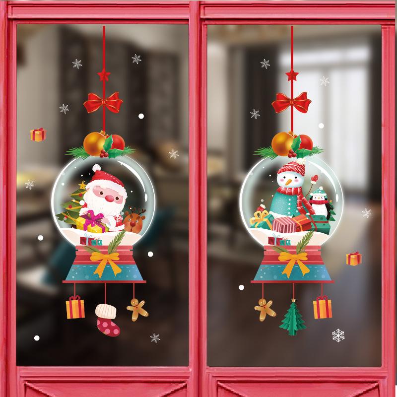 Merry Christmas Wall Sticker Window Glass Merry Christmas Decor for Home Living Room Wall Decor Happy New Year Sticker