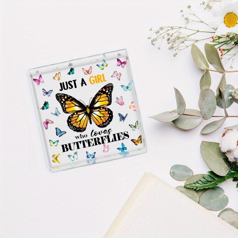 Butterfly gift for game player enthusiasts, Just a Girl Who Loves acrylic sign, birthday gift for butterfly lovers.