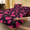 Simple 1 Modern Heart-Shaped Geometry Printed Matte Fitted Sheet, Bedroom Printed Bed Cover, Bedding Excluding Pillowcases