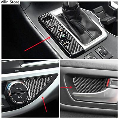 Pegatinas decorativas para el interior del coche, de fibra de carbono real, con tiras embellecedoras, para Toyota Highlander 2015-2018