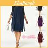 Beautiful Plus Size Womens Long Lace Dress With Overlay And Three Quarter Sleeves