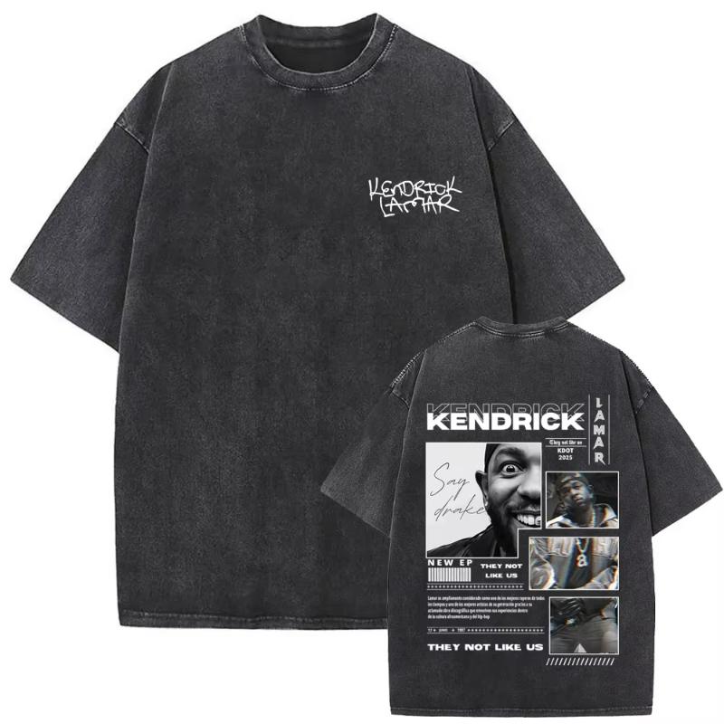 T-shirt Vintage Lavata Edizione Limitata Rapper Kendrick Lamar They Not Like Us Estate Unisex Donna Hip Hop Oversize Street Girocollo Maglietta
