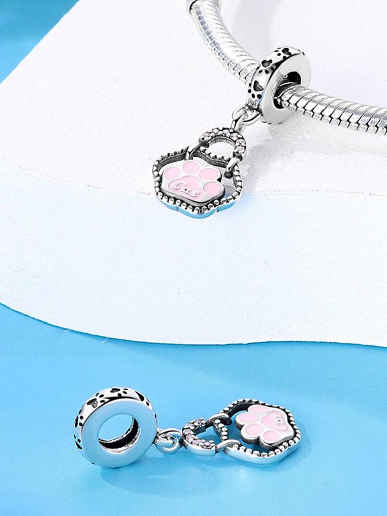 Pink High-Heeled Cat Claws Beads Charm Copper Plated Fit Charms Copperoriginal Bracelet For Jewelry Making Diy Charm