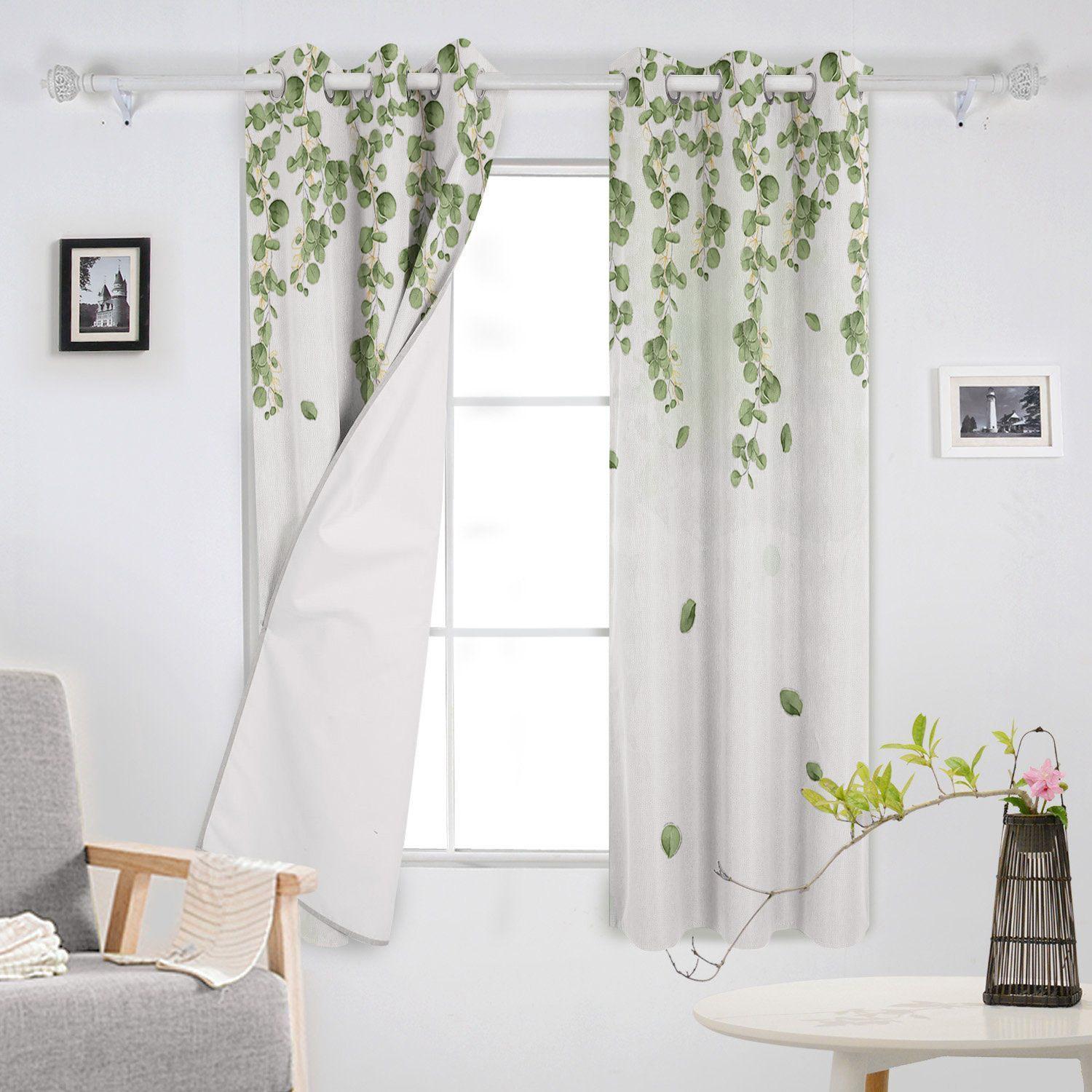 Акварельные листья эвкалипта Растение Панель штор Кухонные декоративные элементы Оконные — фото 3