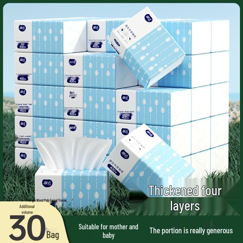 Tissue Box: 30 Large Packs, 400 Sheets Each - Suitable for Household and Baby Use