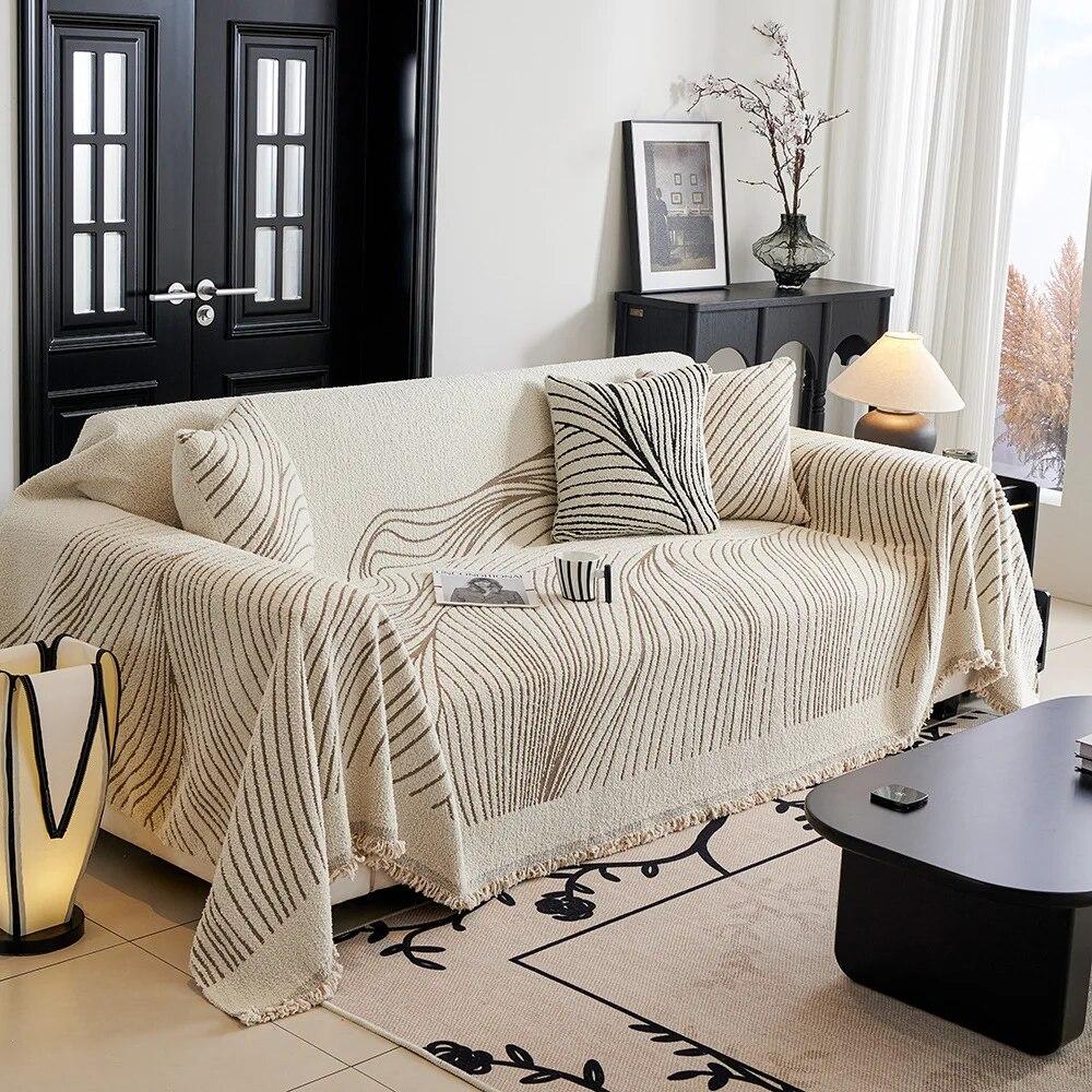 Camping Blanket Tapestry Bedspread Nordic Home Decor Leisure Sofa Cover Tassel Line Blanket for 1/2/3/4 Seater Wild Tent Blanket