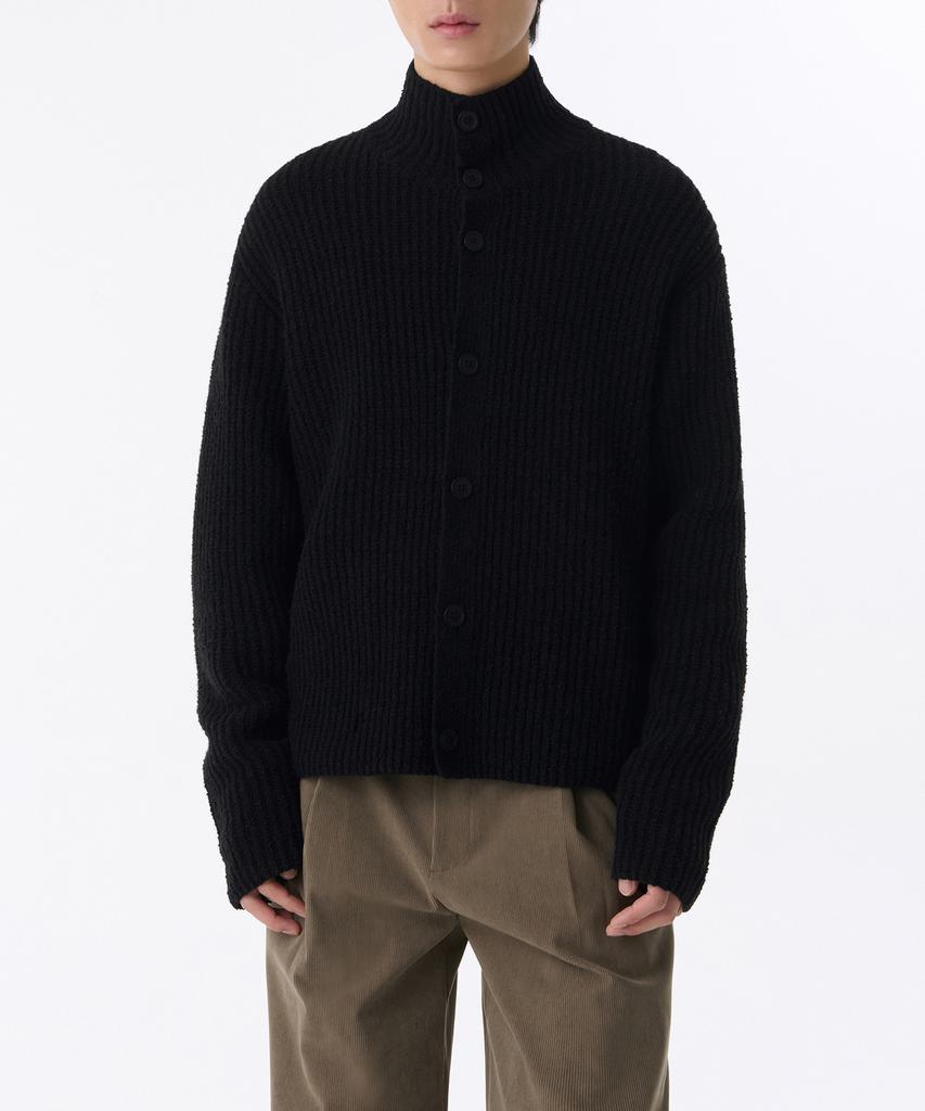 Musinsa Standard Boucle Ribbed High-Neck Cardigan [Black]