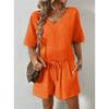 Spring and Summer Women's Double-layer Zou Cloth Short-sleeved Shorts Two-piece Suit