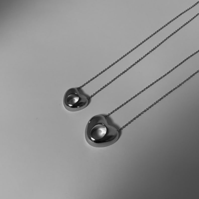 hotdew [925 silver] hole heart necklace (41cm)