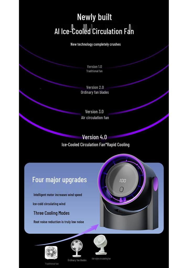 Bladeless Digital Display USB Charging Desktop Fan, Wall-Mountable & Portable