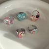Open Ring Painting Ring Dripping Oil Irregular Enamel Ring Cute Enamel Love Heart Ring  Couple